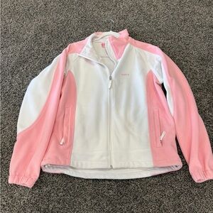 Castle-x Women’s Pink & White Full-Zip Fleece Jacket